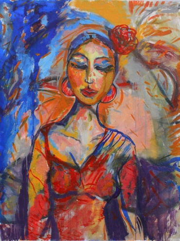 Donna tra i colori, olio su tela, - Mauro Di Girolamo 2010