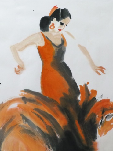 Flamenco, Coloreado tinta sobre papel, No. 12- Maggie Wen 2016
