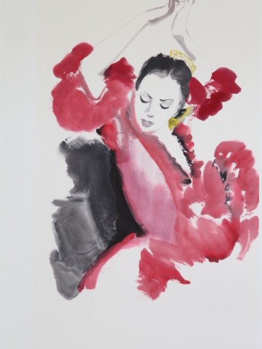 Flamenco, Coloreado tinta sobre papel, No. 3
