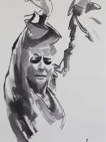 Flamenco Coloreado tinta sobre papel No. 6 scaled