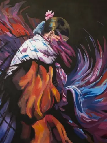 Kay Woo Rosa con manton